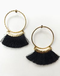 Boucles d'oreilles créoles avec franges noires