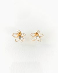 Boucles d'oreilles fleur toutes fines avec brillant (003)