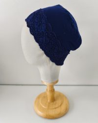 Bonnet bleu avec dentelles 95% bambou