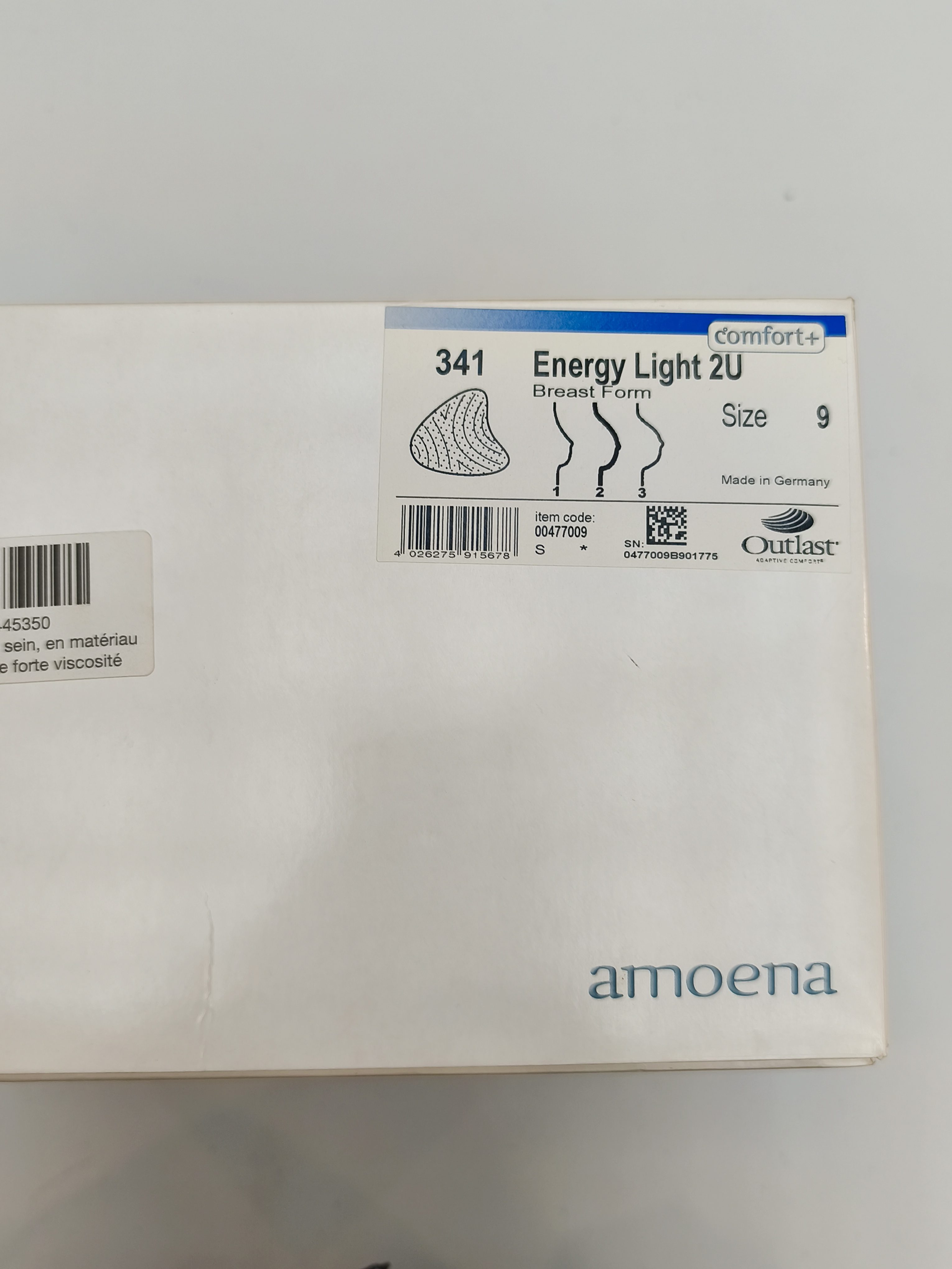 Prothèse mammaire Amoena Energy Light 2U taille 9